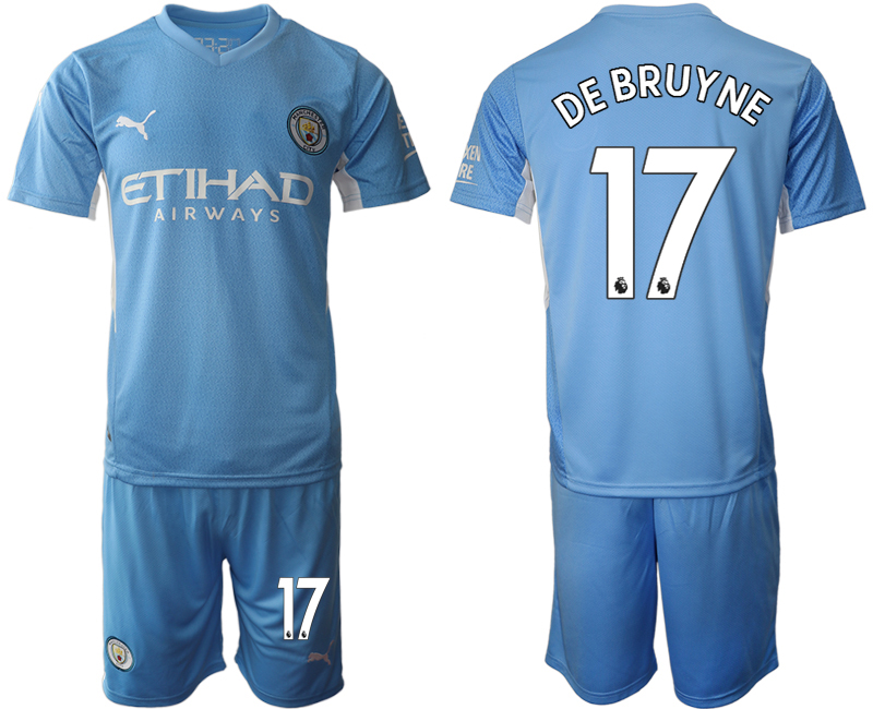 Men 2021-2022 Club Manchester City home Light blue #17 Soccer Jersey->manchester city jersey->Soccer Club Jersey